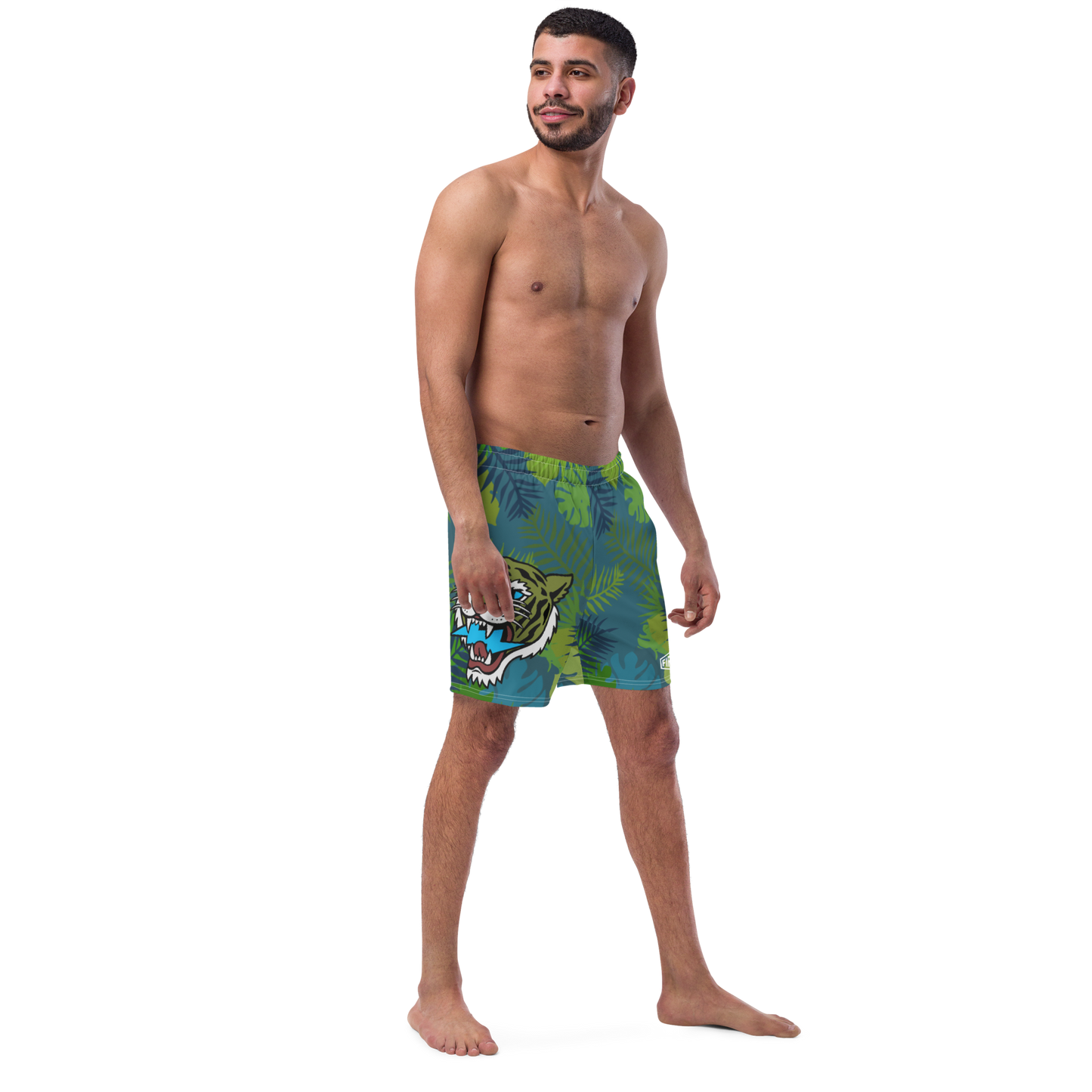 Jungle Tiger - Blue green men's swim trunks - Firebone