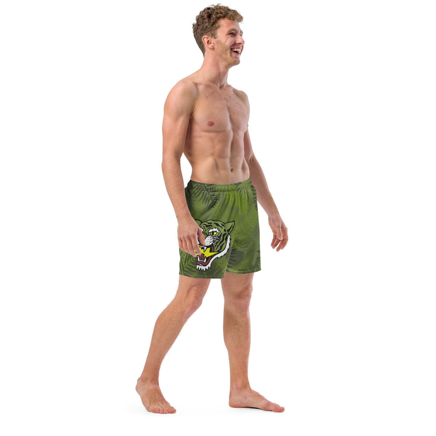 Jungle Tiger - Mid green men's swim trunks - Firebone
