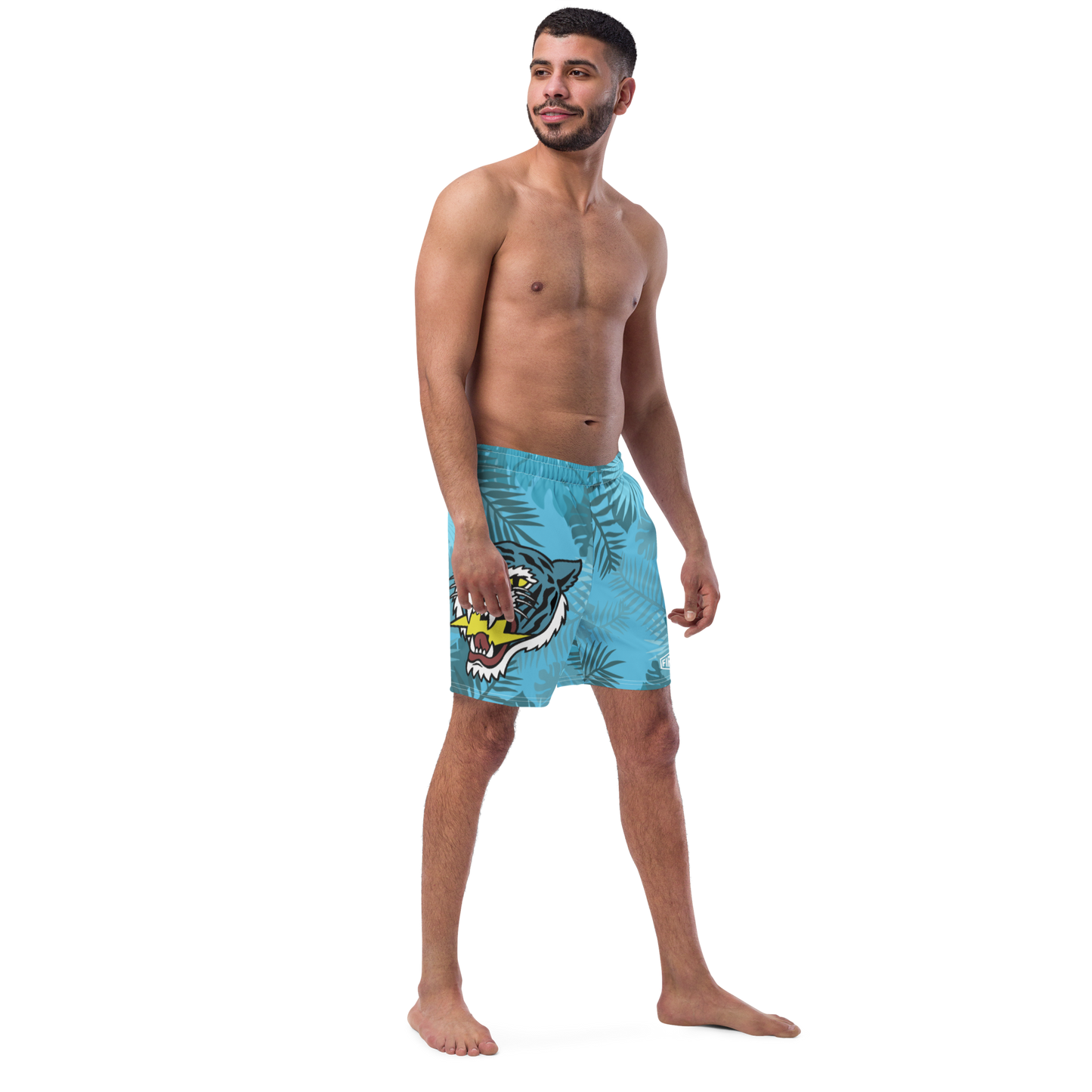 Jungle Tiger - Light blue men's swim trunks - Firebone