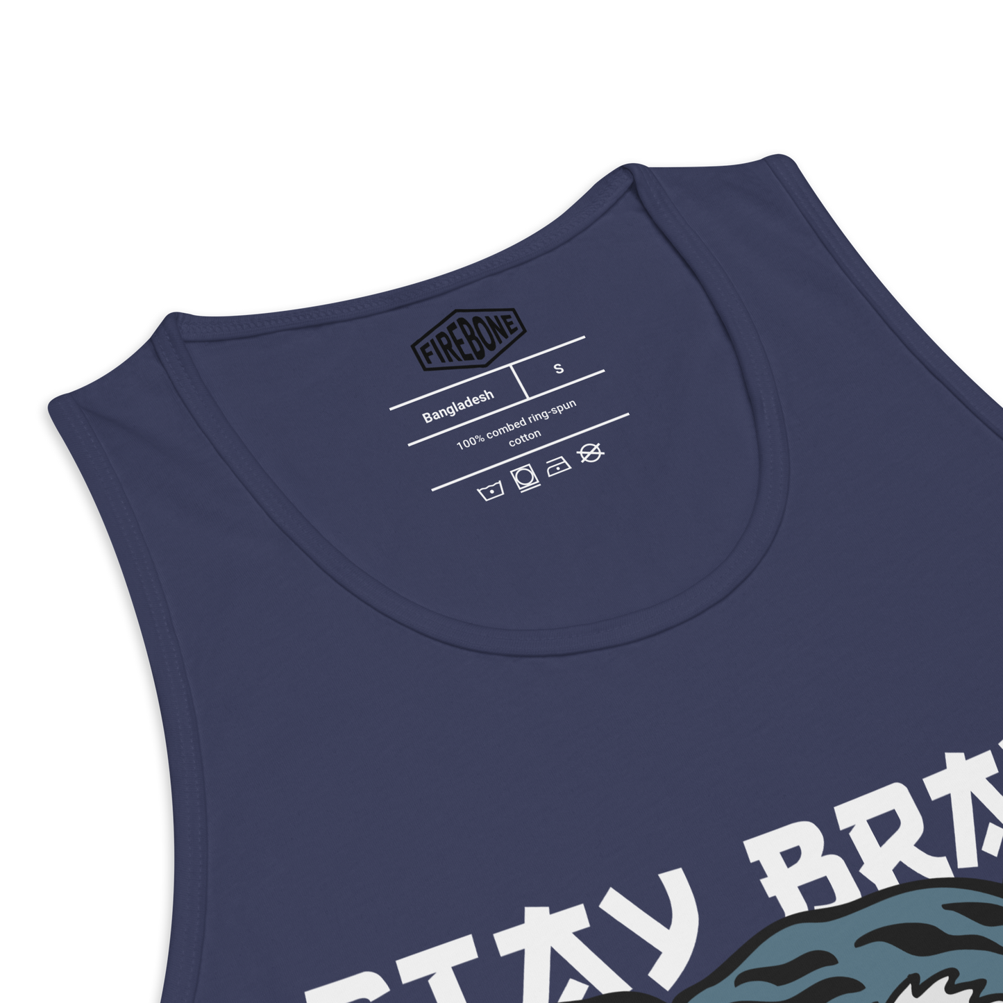 Stay Brave Tiger - Harbour blue men’s premium tank top - Firebone