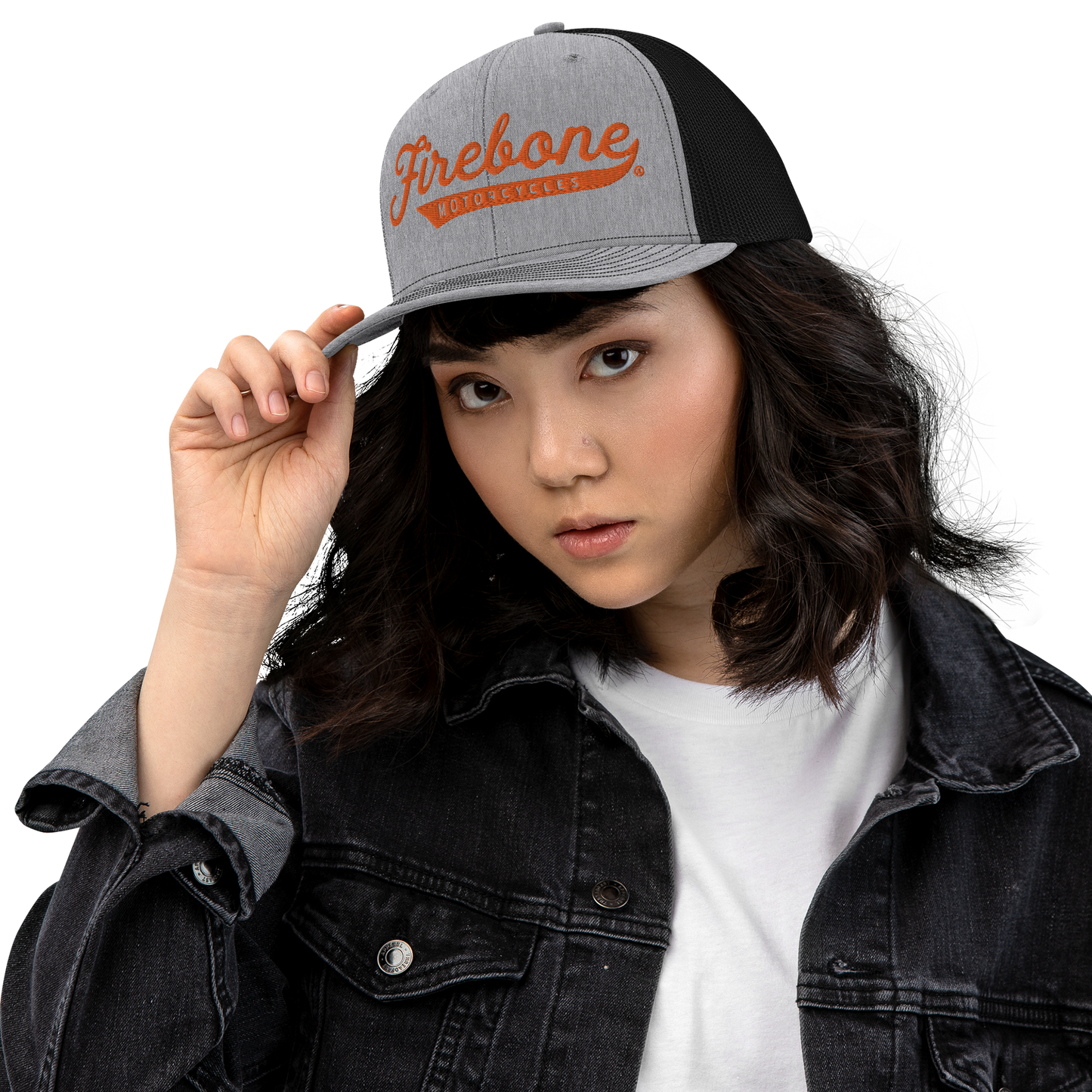 Firebone logo - Orange logo on trucker cap - Firebone