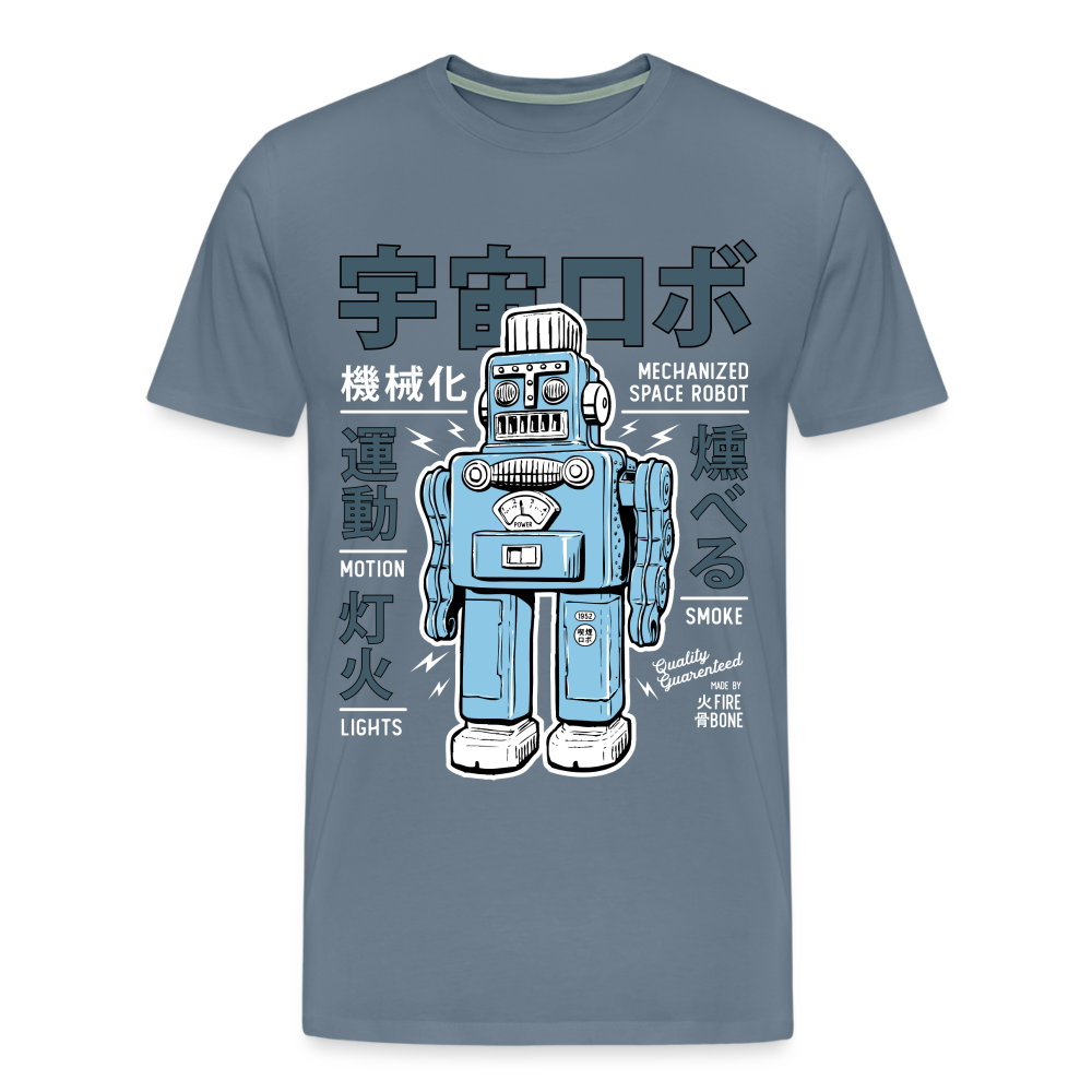 Smoking robot steel blue premium T-Shirt - steel blue