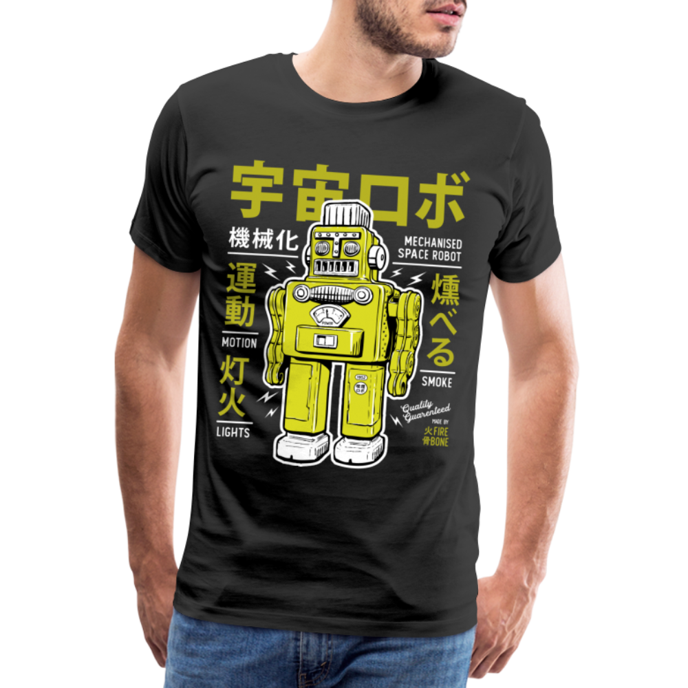 Smoking robot lime premium t-shirt - black