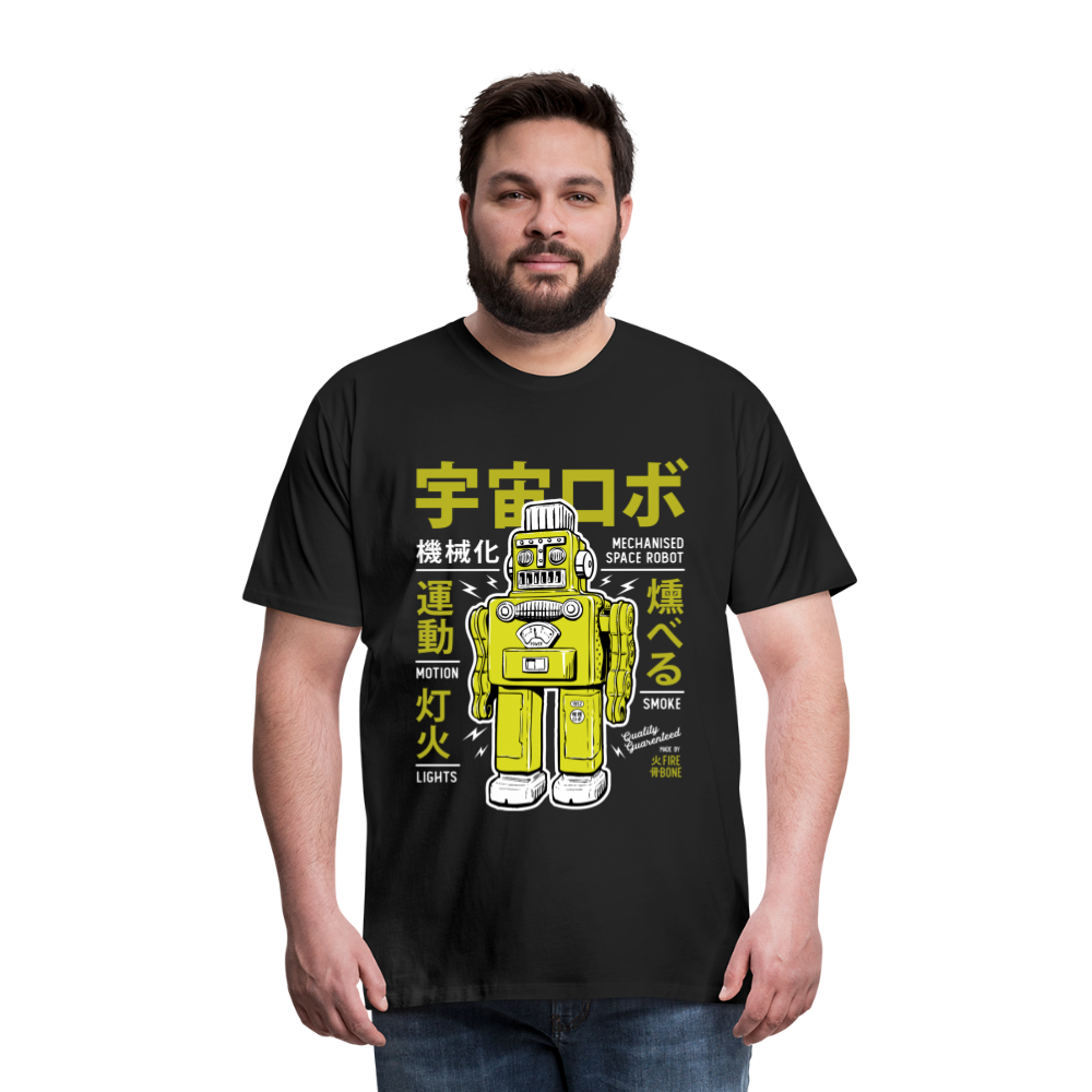 Smoking robot lime premium t-shirt - black