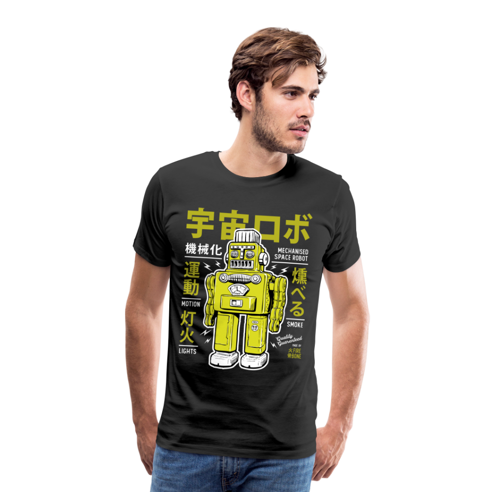 Smoking robot lime premium t-shirt - black