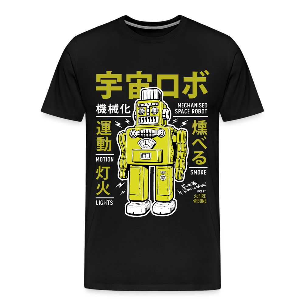Smoking robot lime premium t-shirt - black