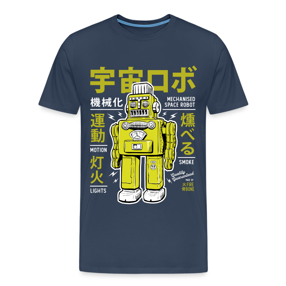 Smoking robot lime premium t-shirt - navy