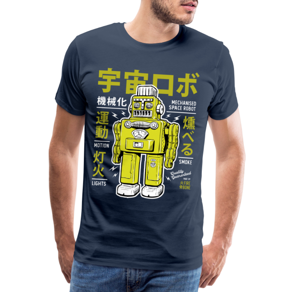 Smoking robot lime premium t-shirt - navy