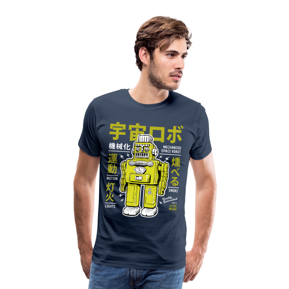 Smoking robot lime premium t-shirt - navy