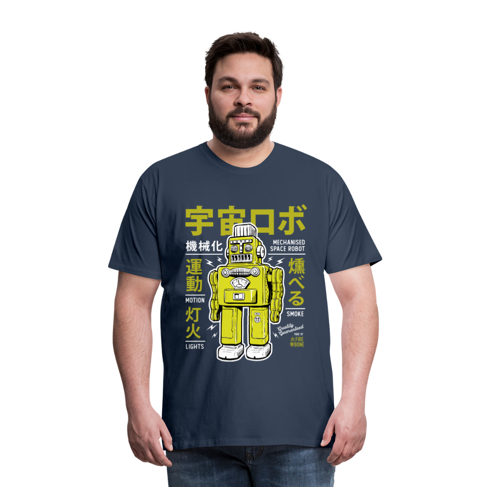 Smoking robot lime premium t-shirt - navy