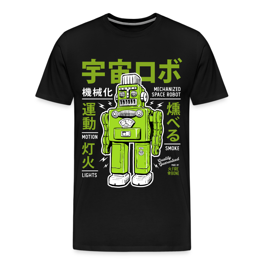 Smoking robot green on premium t-shirt - black