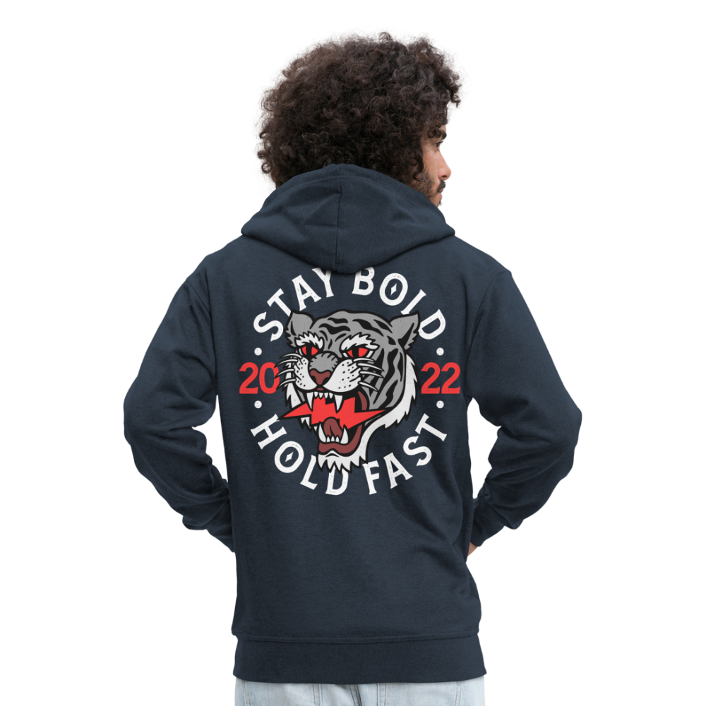Stay bold tiger premium zip hooded jacket - navy