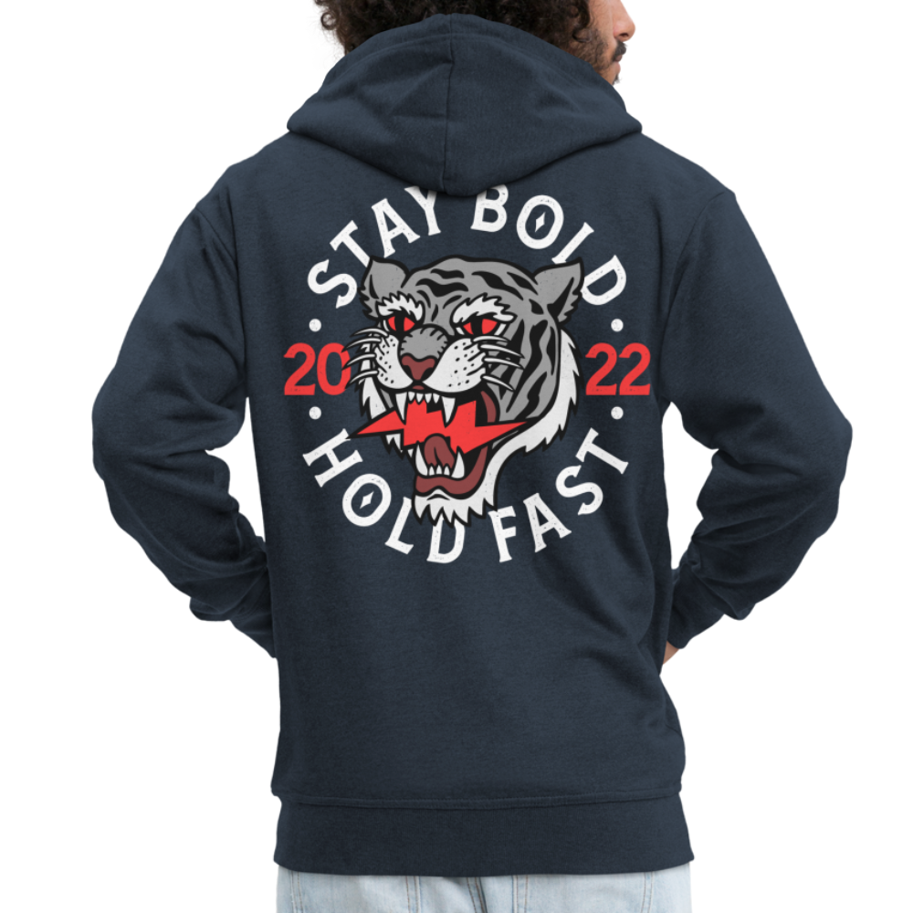 Stay bold tiger premium zip hooded jacket - navy