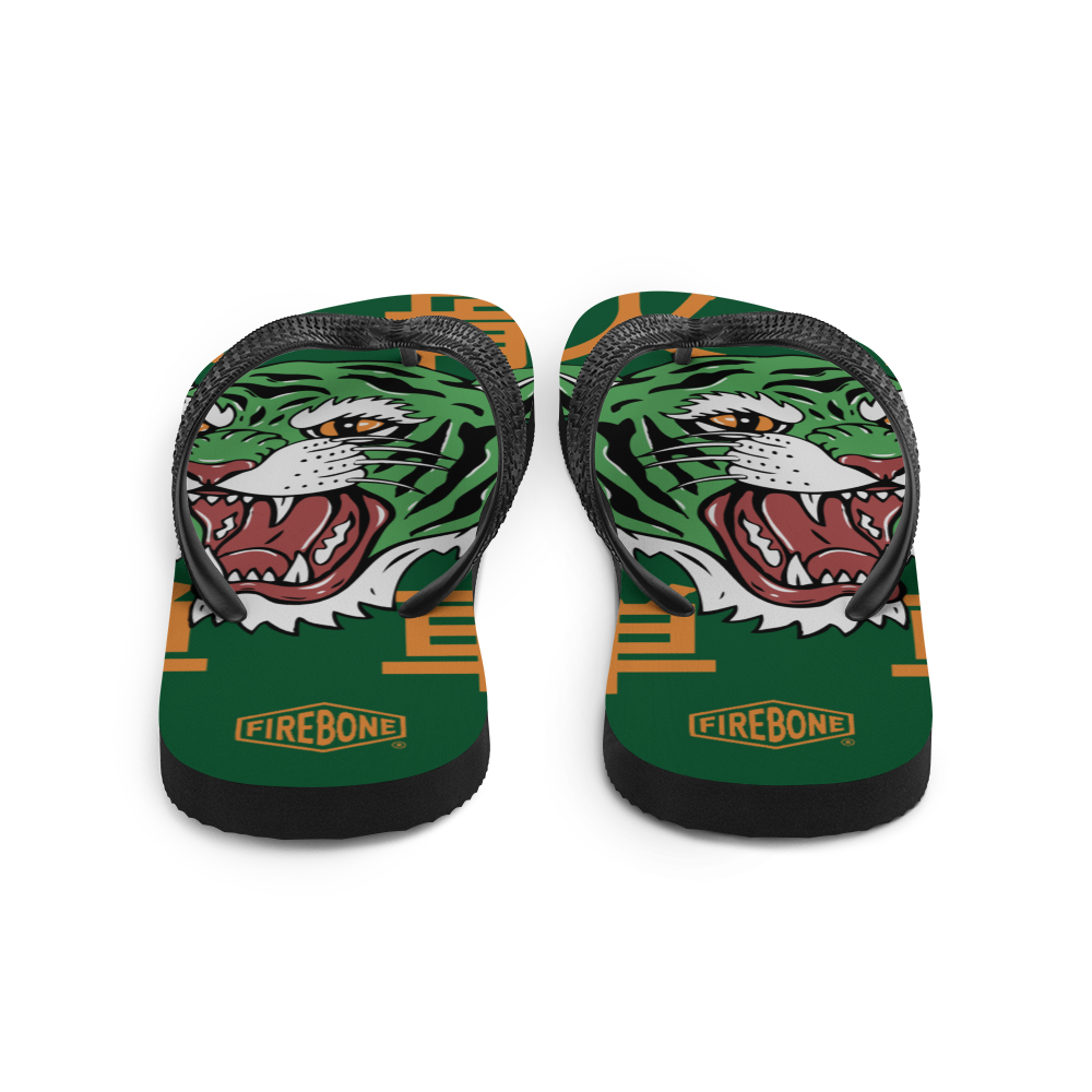 Angry Tiger - Green Flip-Flops - Firebone