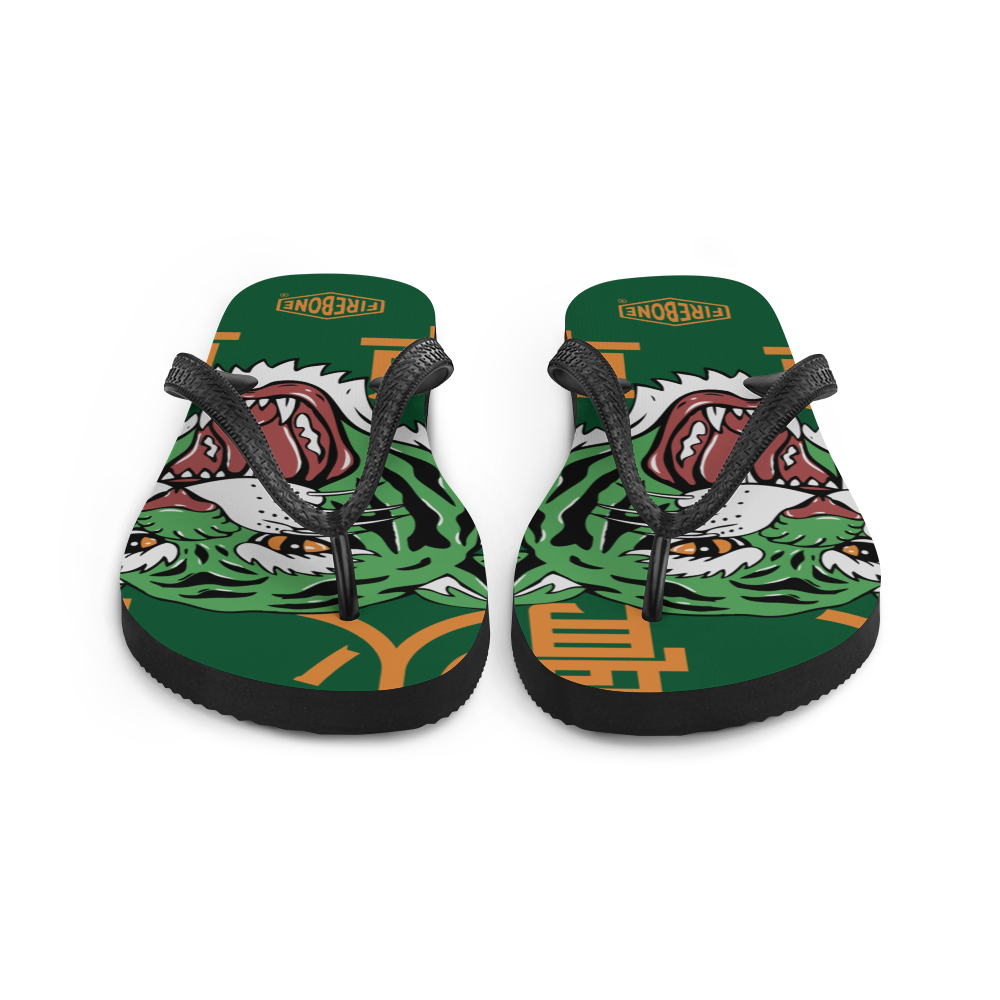Angry Tiger - Green Flip-Flops - Firebone