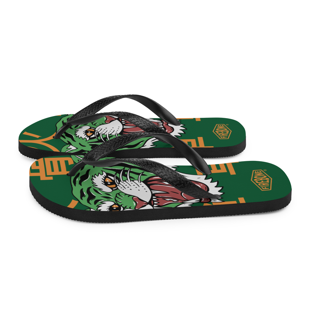 Angry Tiger - Green Flip-Flops - Firebone