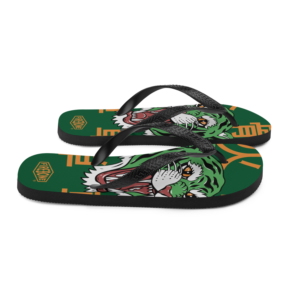 Angry Tiger - Green Flip-Flops - Firebone