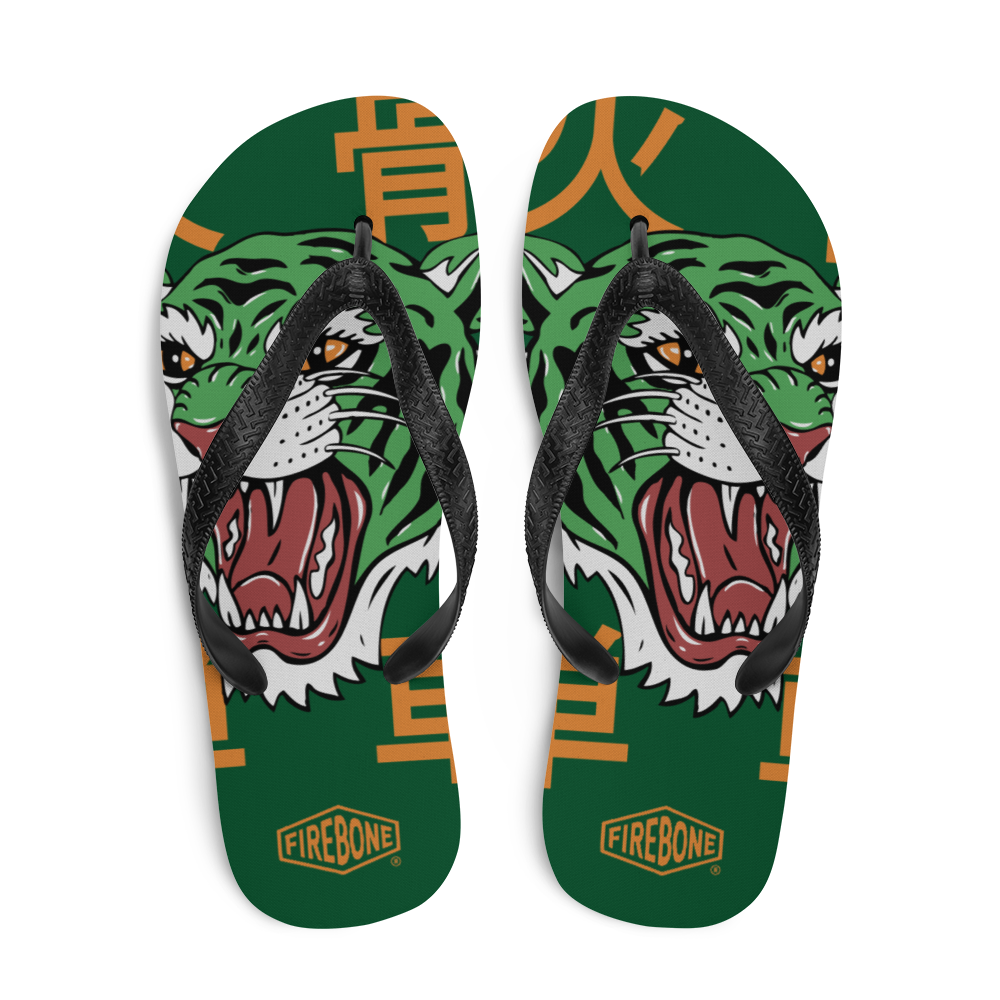 Angry Tiger - Green Flip-Flops - Firebone