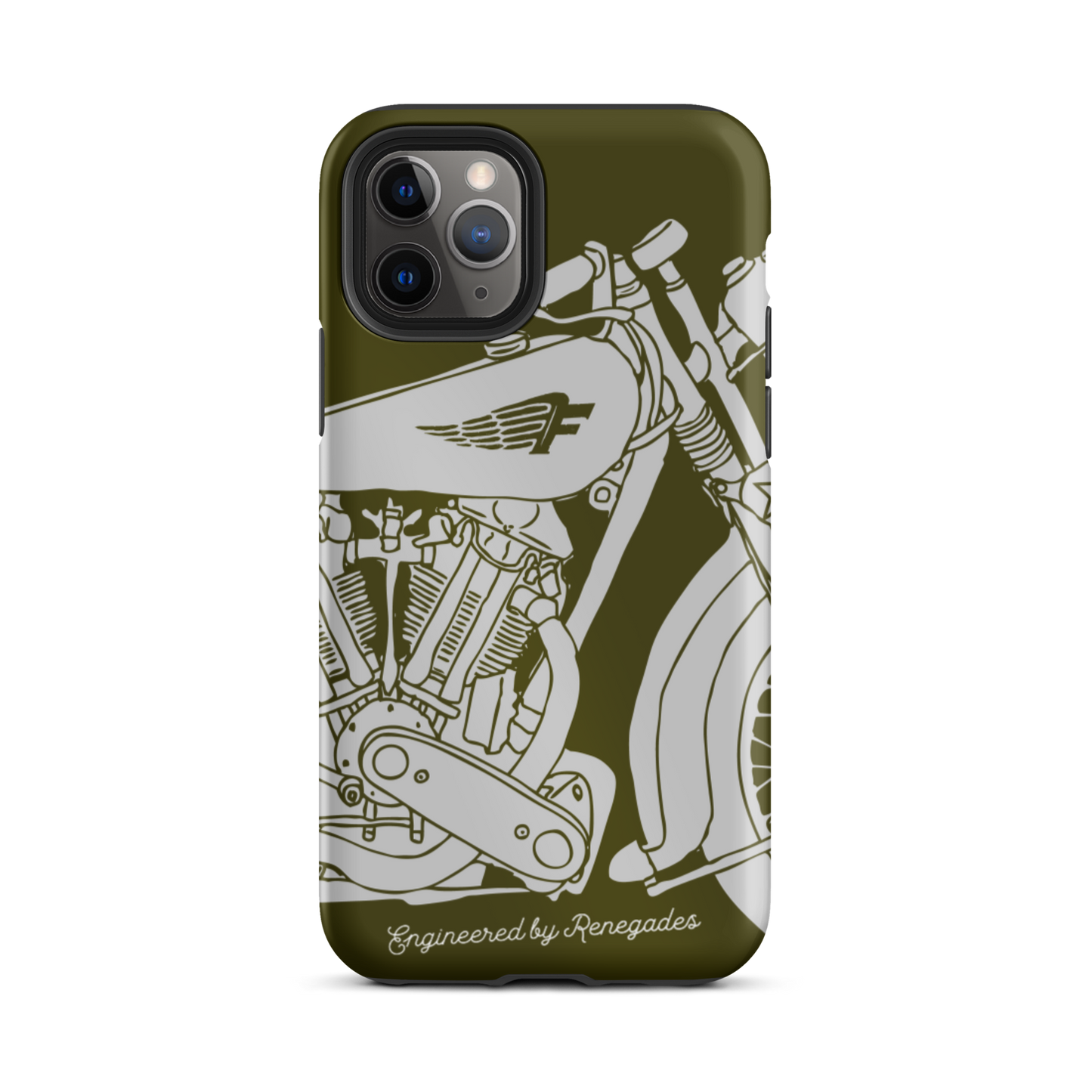 Vintage Motorcycle - Grey on green tough iPhone case - Firebone