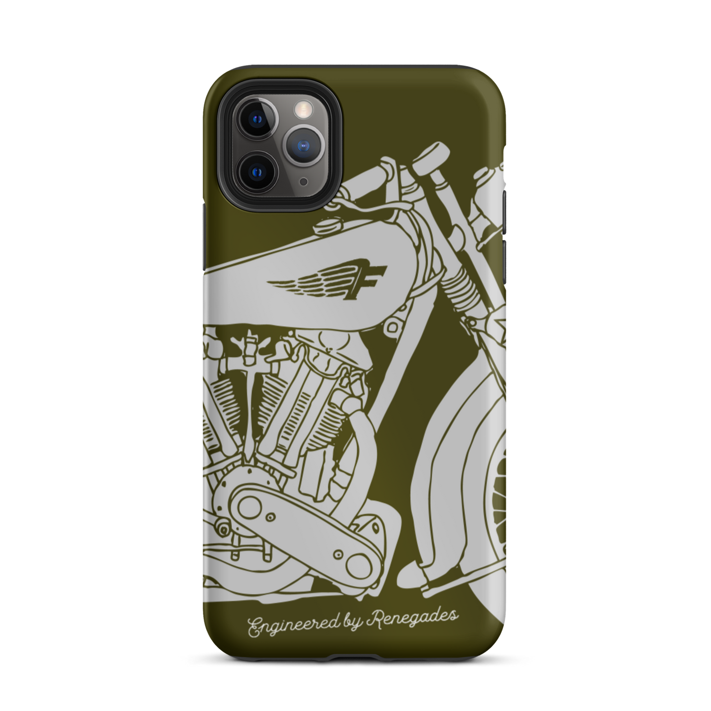 Vintage Motorcycle - Grey on green tough iPhone case - Firebone