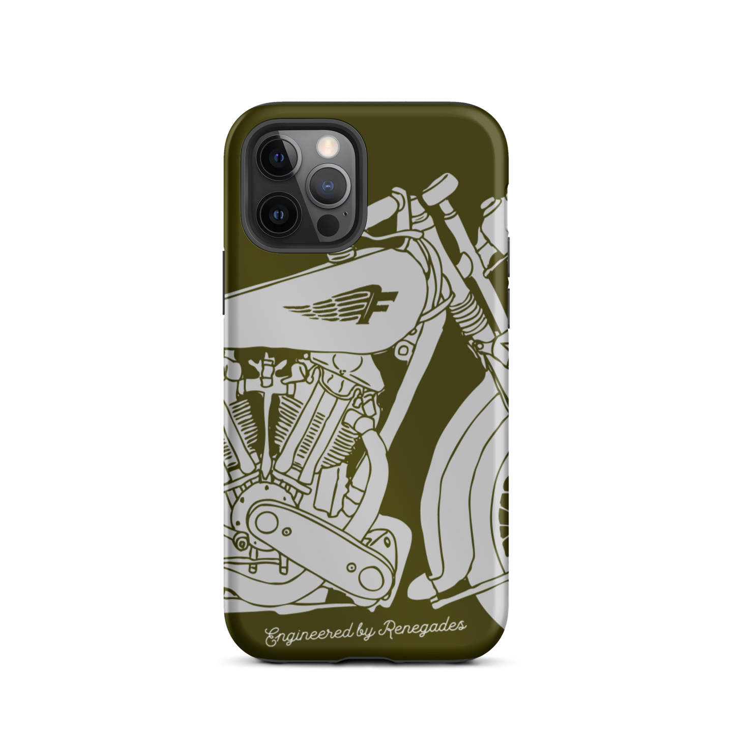 Vintage Motorcycle - Grey on green tough iPhone case - Firebone