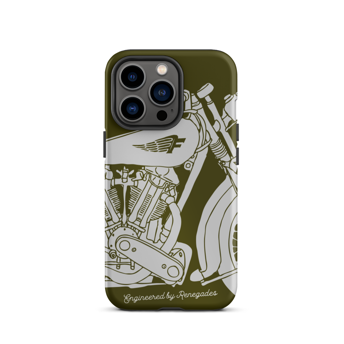 Vintage Motorcycle - Grey on green tough iPhone case - Firebone