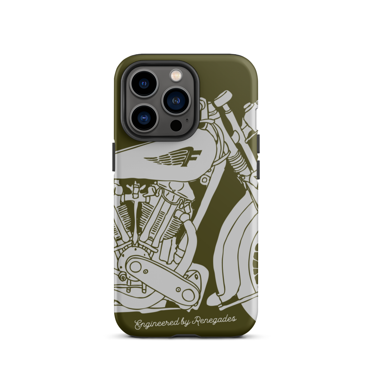 Vintage Motorcycle - Grey on green tough iPhone case - Firebone