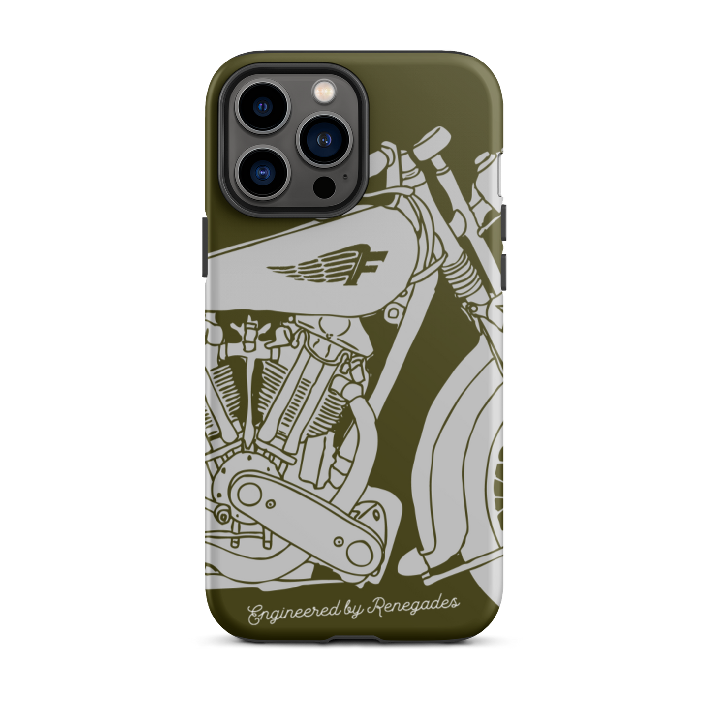 Vintage Motorcycle - Grey on green tough iPhone case - Firebone