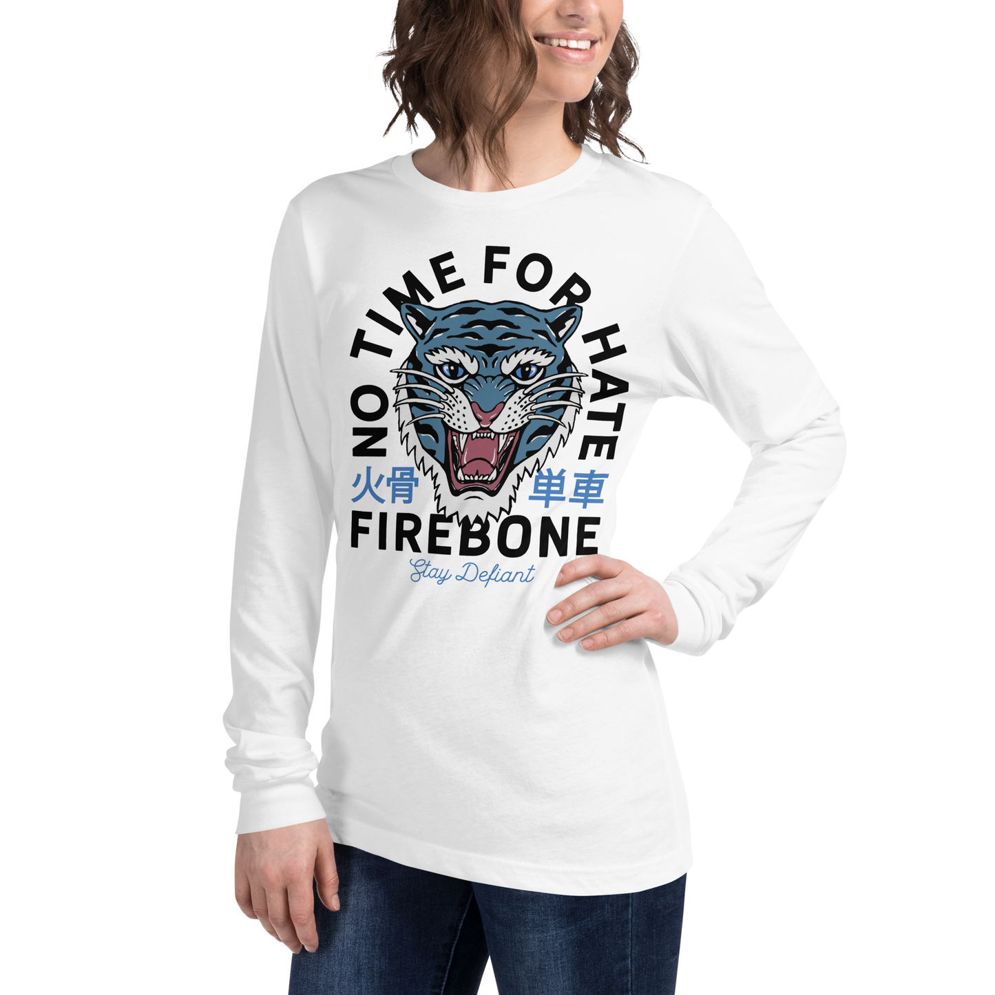 No time to hate - White long sleeve tee - Firebone