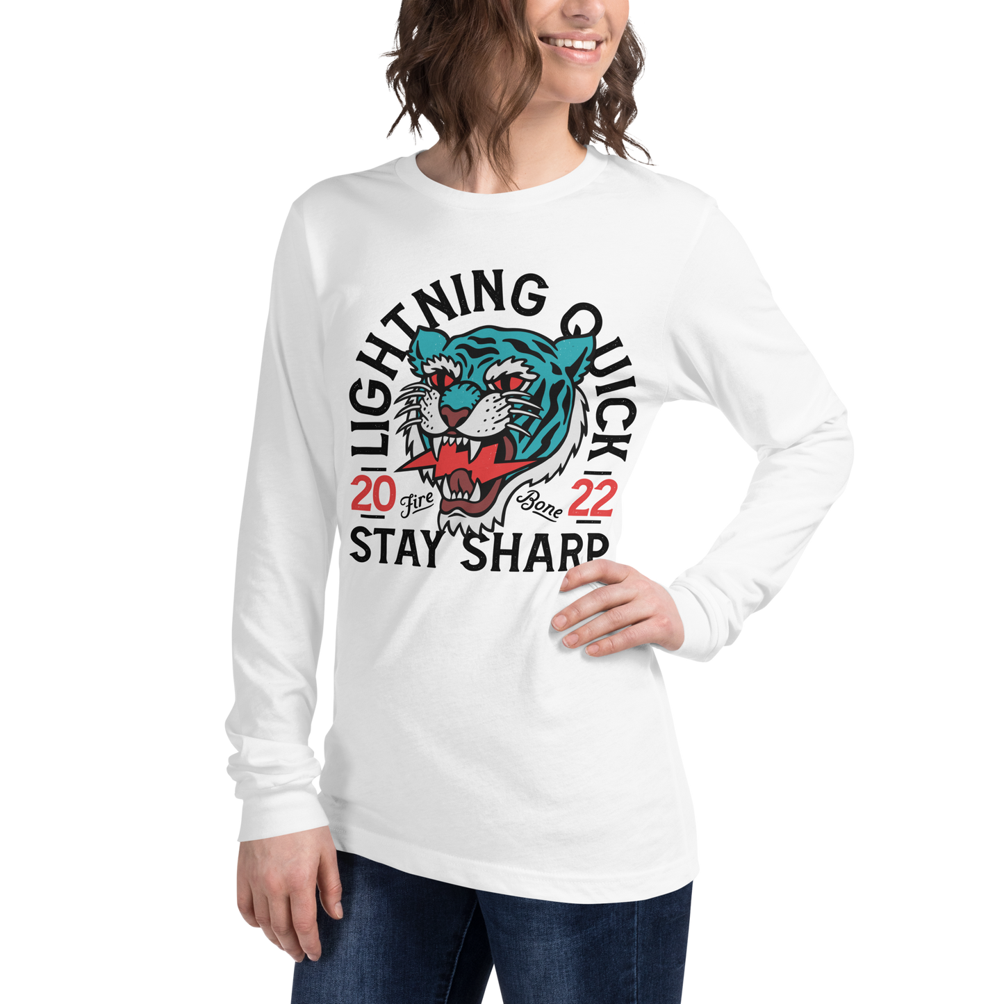 Lightning quick - White long sleeve tee - Firebone
