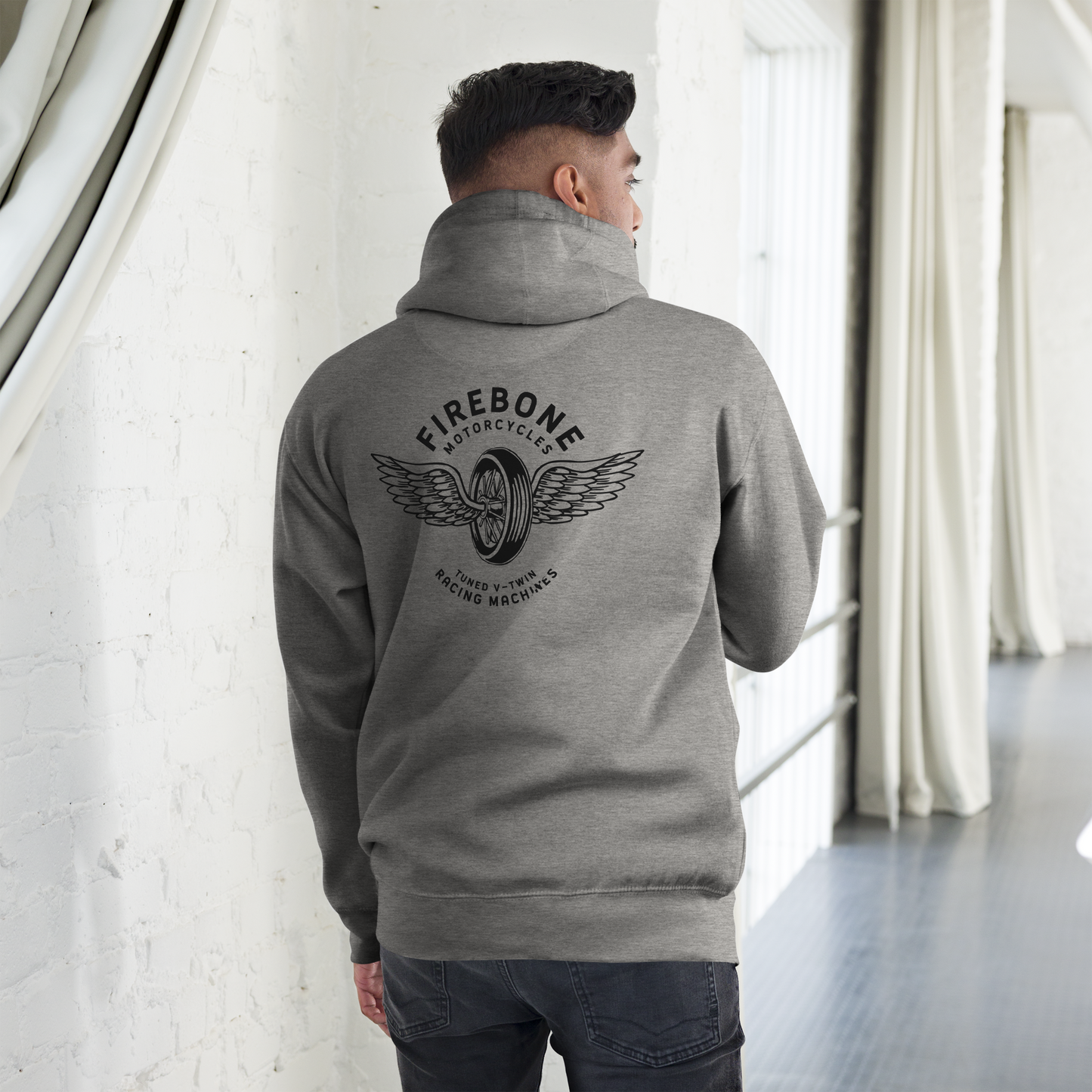 Wheels and Wings - Light grey hoodie - Firebone