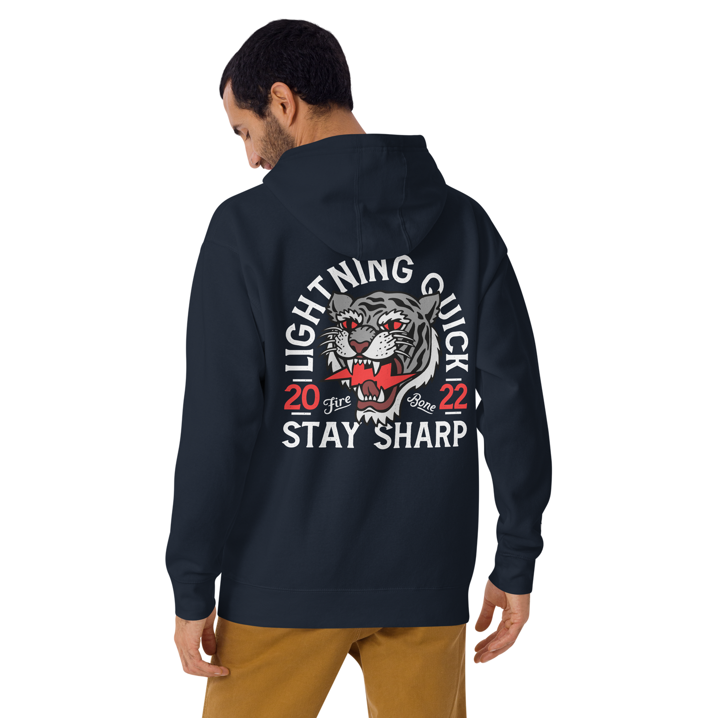 Lightning Tiger - Navy hoodie - Firebone