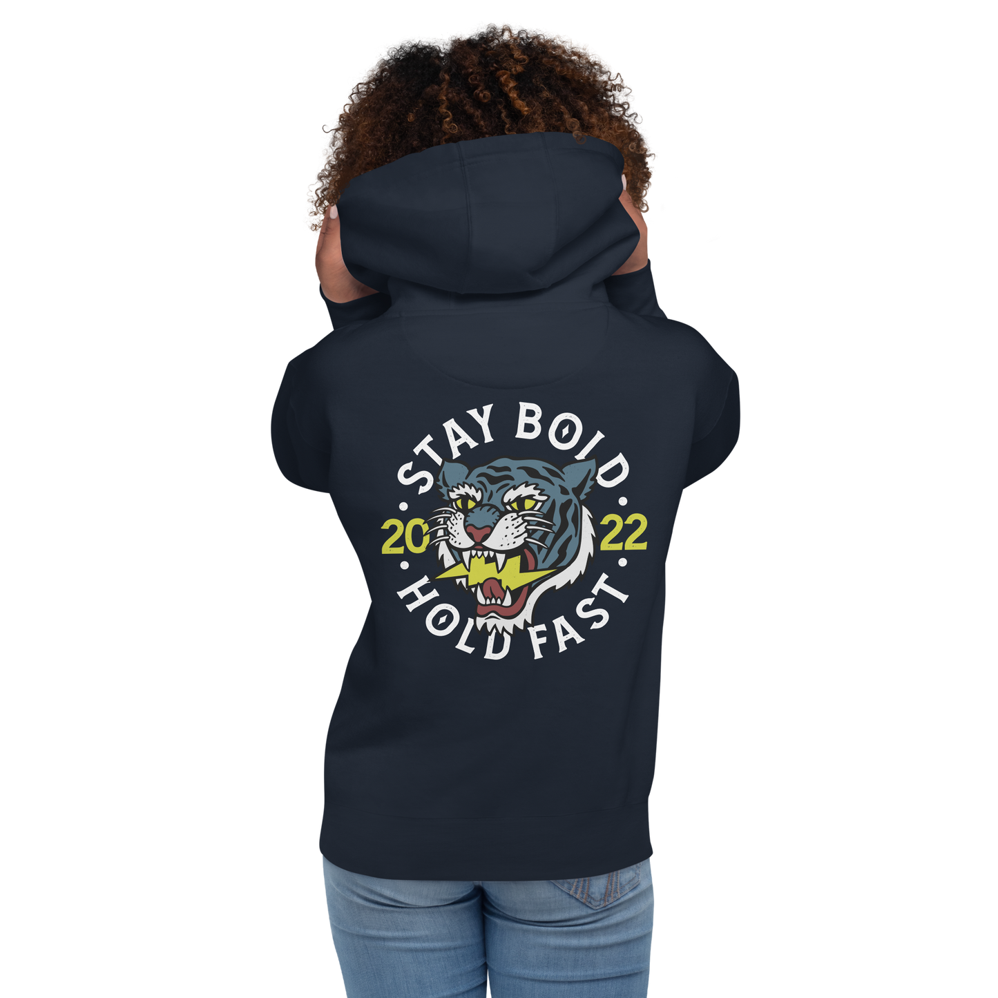 Stay bold - Navy with rear art hoodie - Firebone