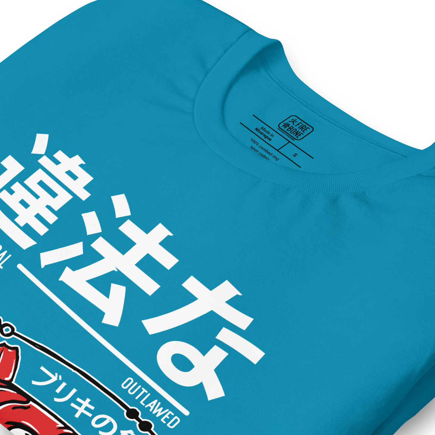Tin Koi - Red on aqua blue t-shirt - Firebone