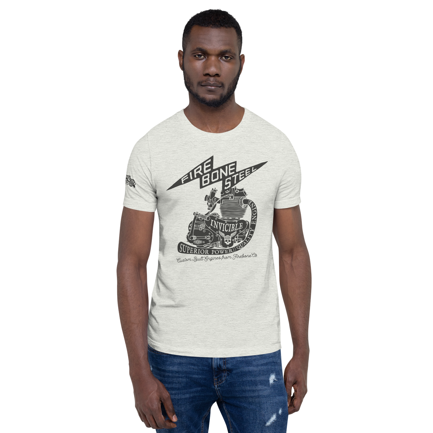Firebone Steel - Dark grey on ash t-shirt - Firebone