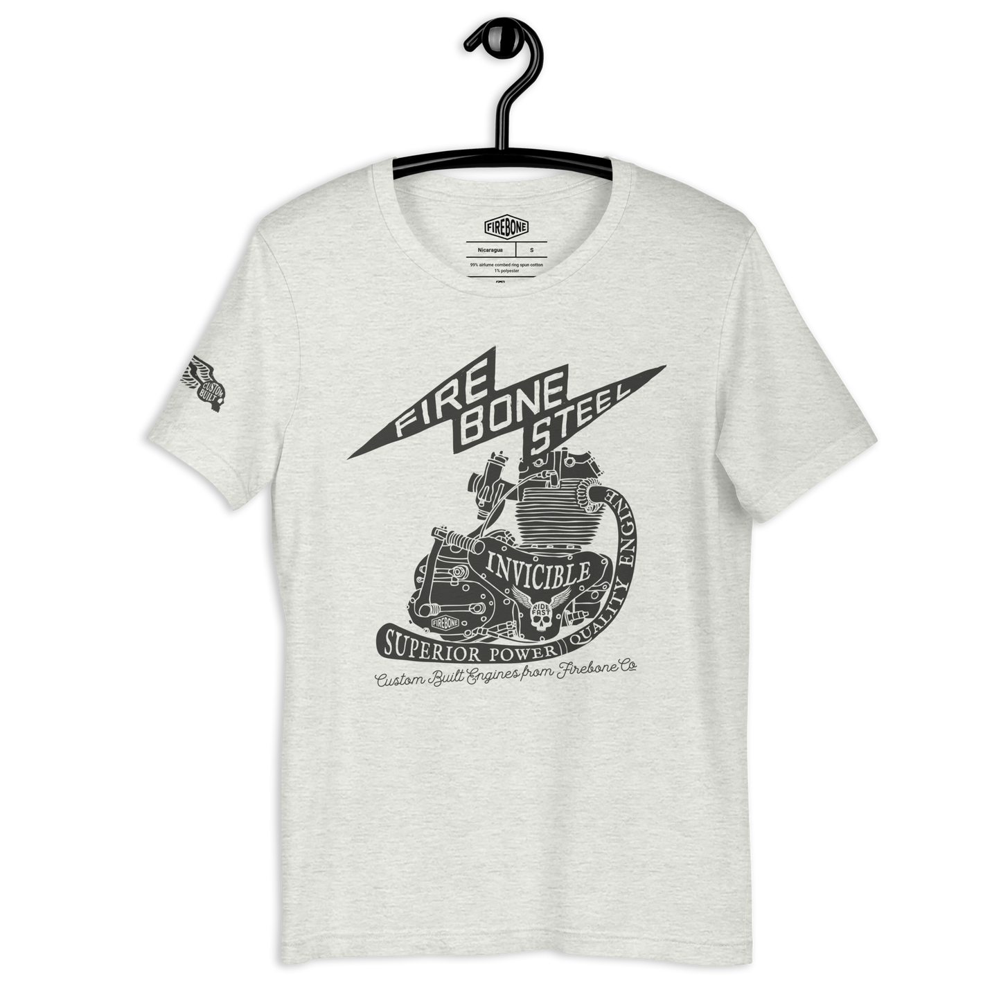 Firebone Steel - Dark grey on ash t-shirt - Firebone