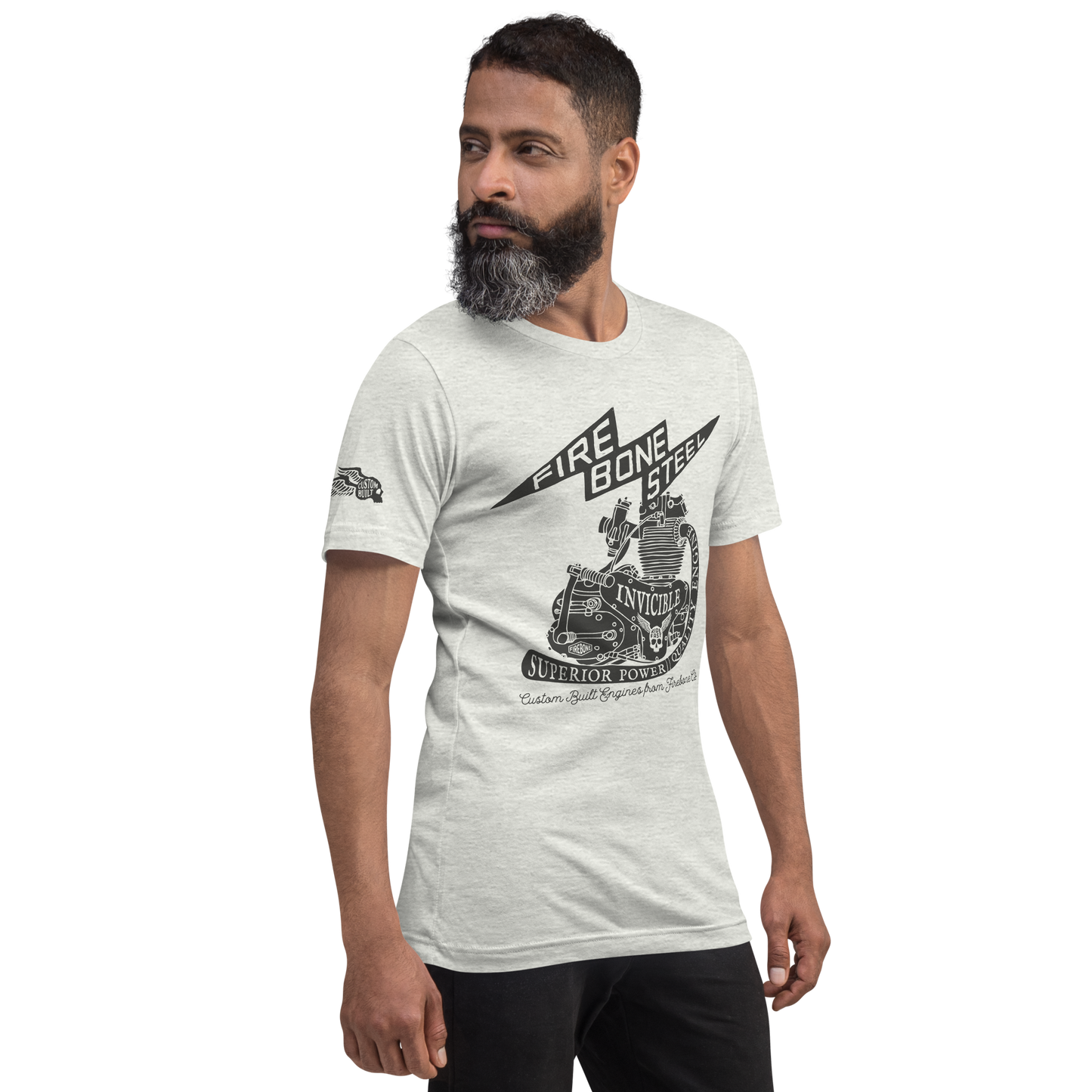 Firebone Steel - Dark grey on ash t-shirt - Firebone