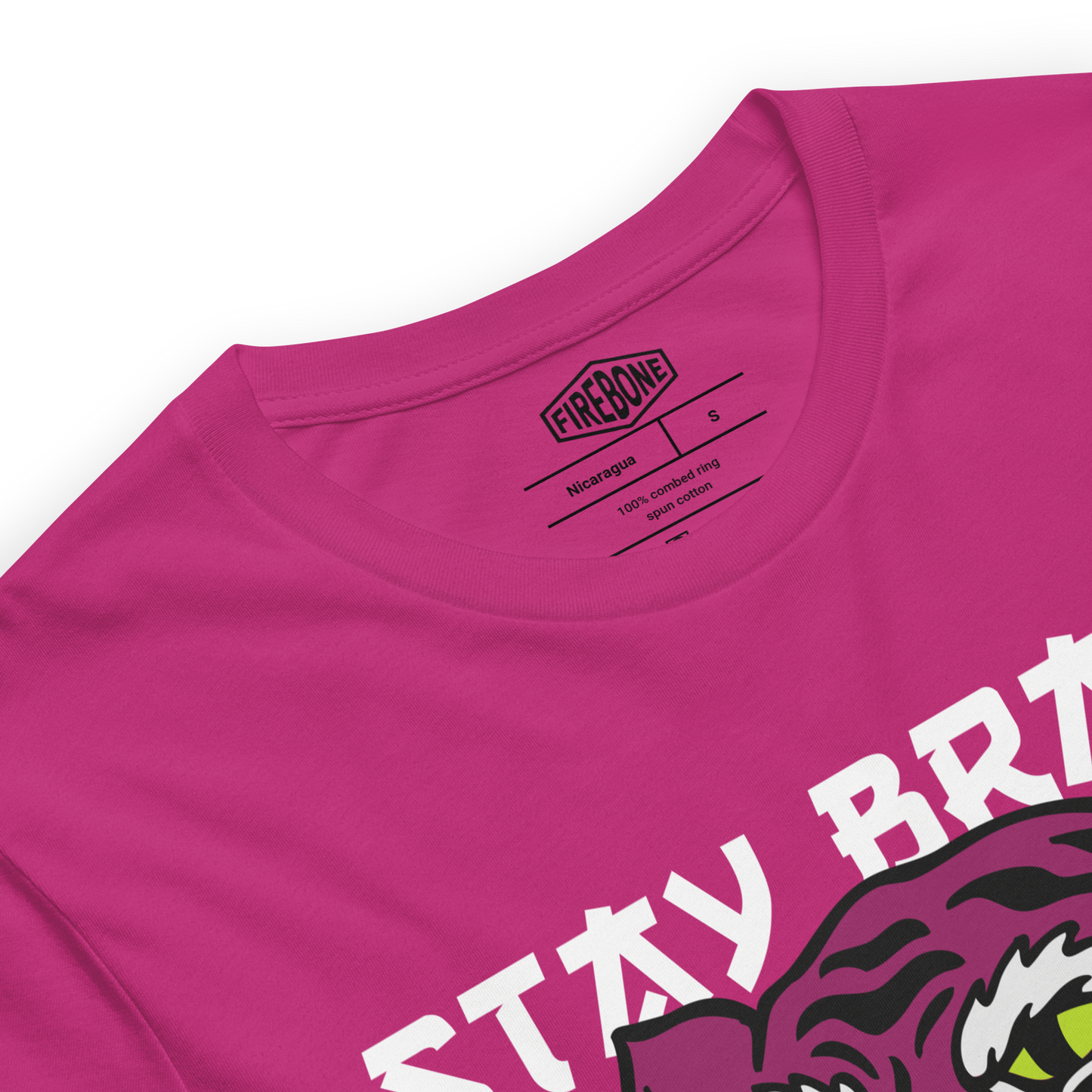 Stay Brave Tiger - Hot pink t-shirt - Firebone