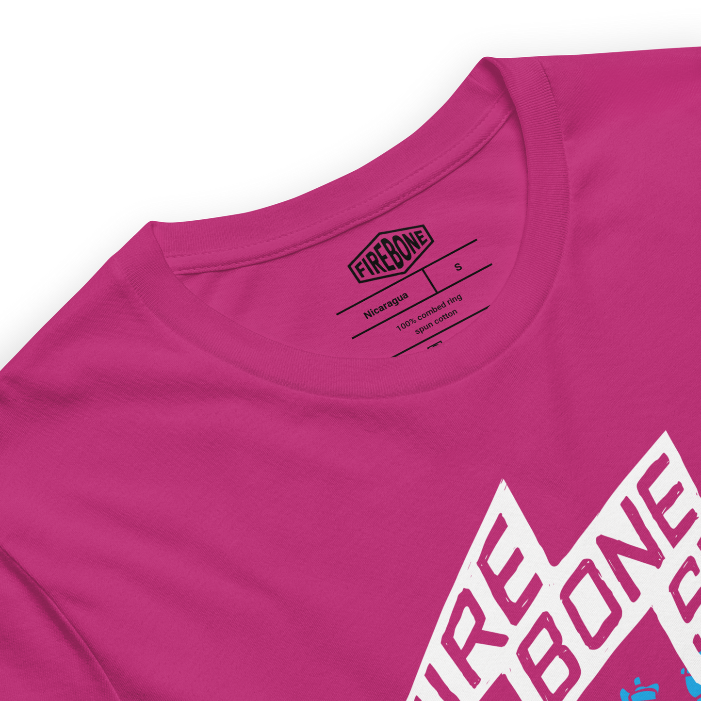 Firebone Steel - Blue on hot pink t-shirt - Firebone