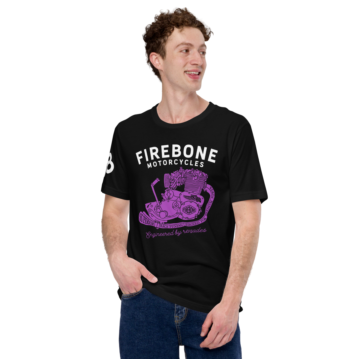 Superior Engine - Purple on black t-shirt - Firebone