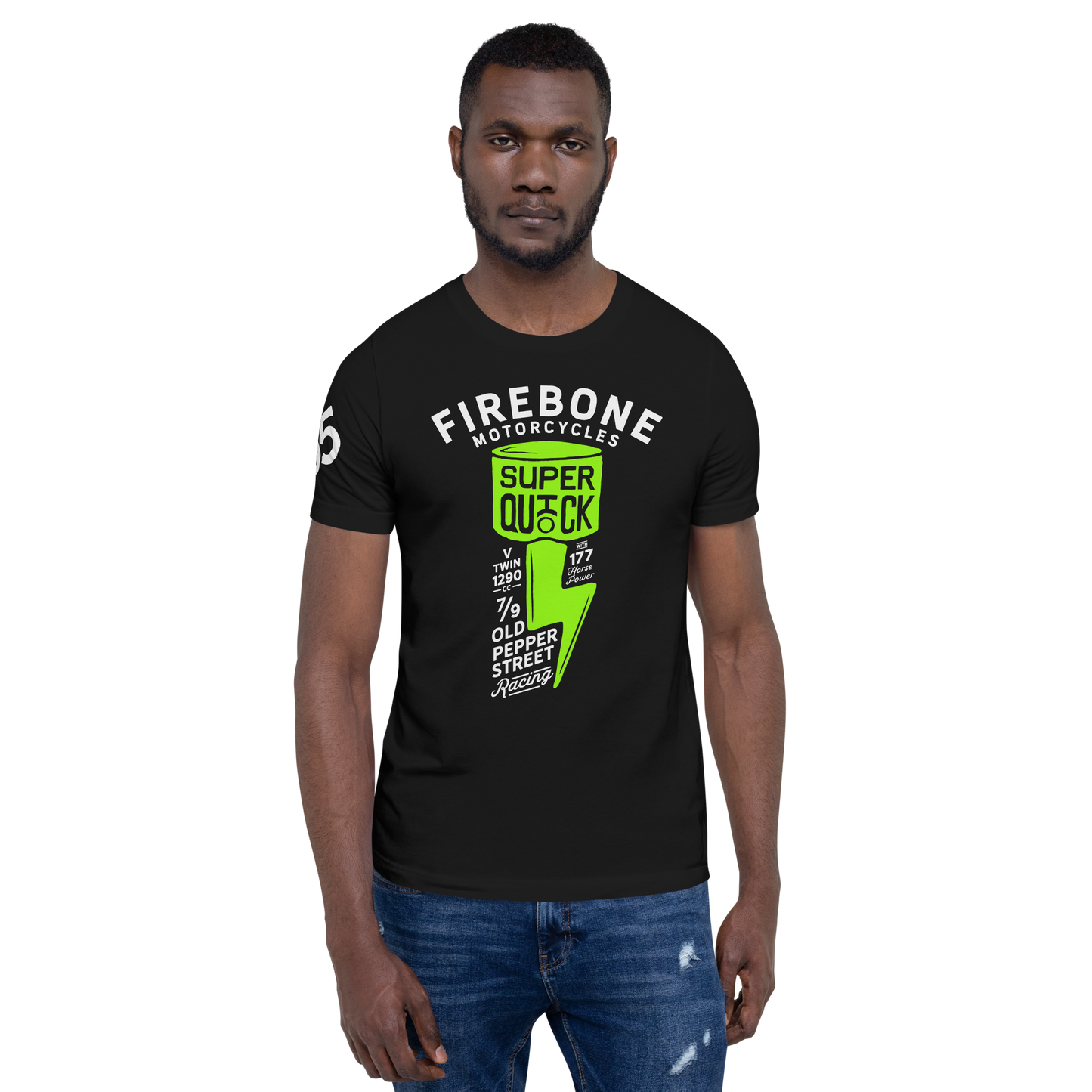 Super Quick Piston - Green on black t-shirt - Firebone
