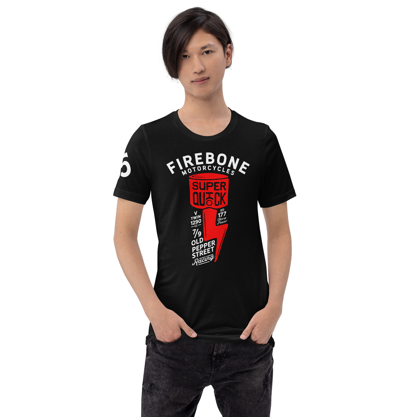 Super Quick Piston - Red on black t-shirt - Firebone