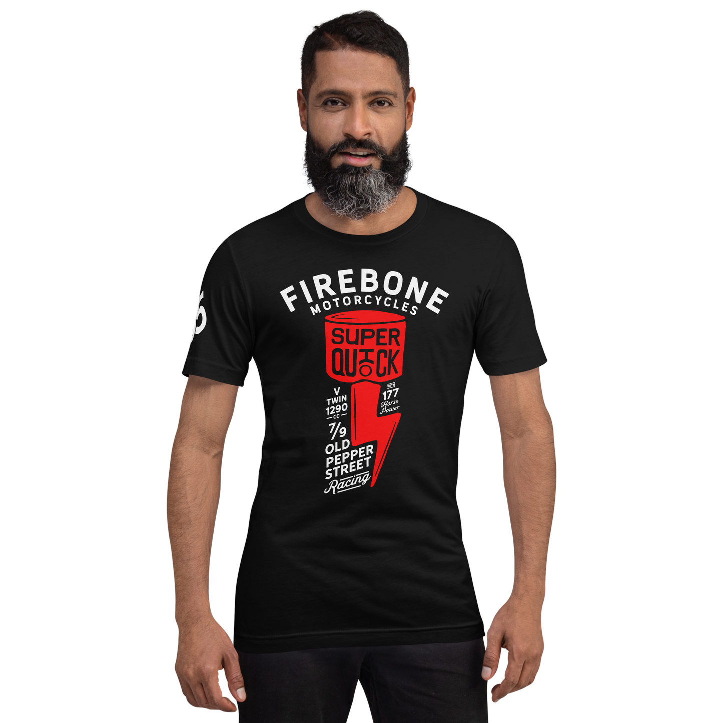 Super Quick Piston - Red on black t-shirt - Firebone