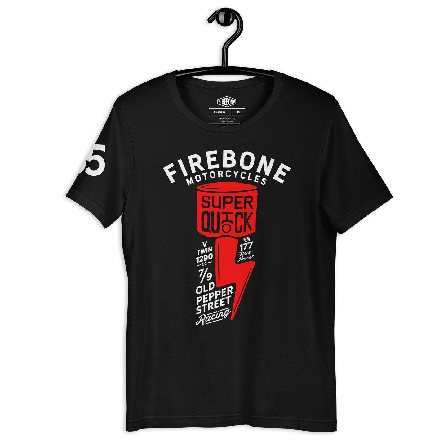 Super Quick Piston - Red on black t-shirt - Firebone