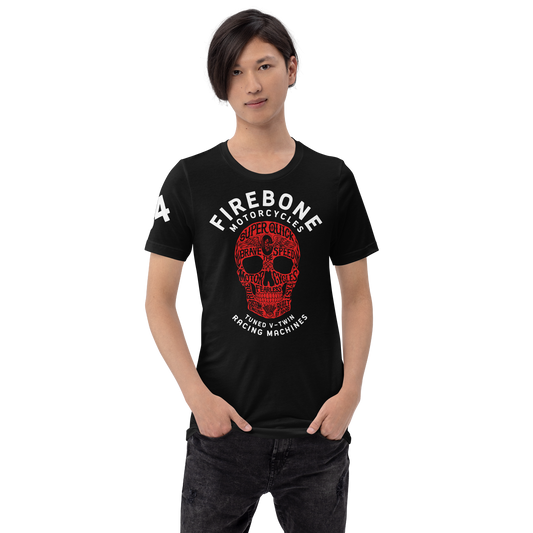 Super Quick Skull - Red on black t-shirt - Firebone