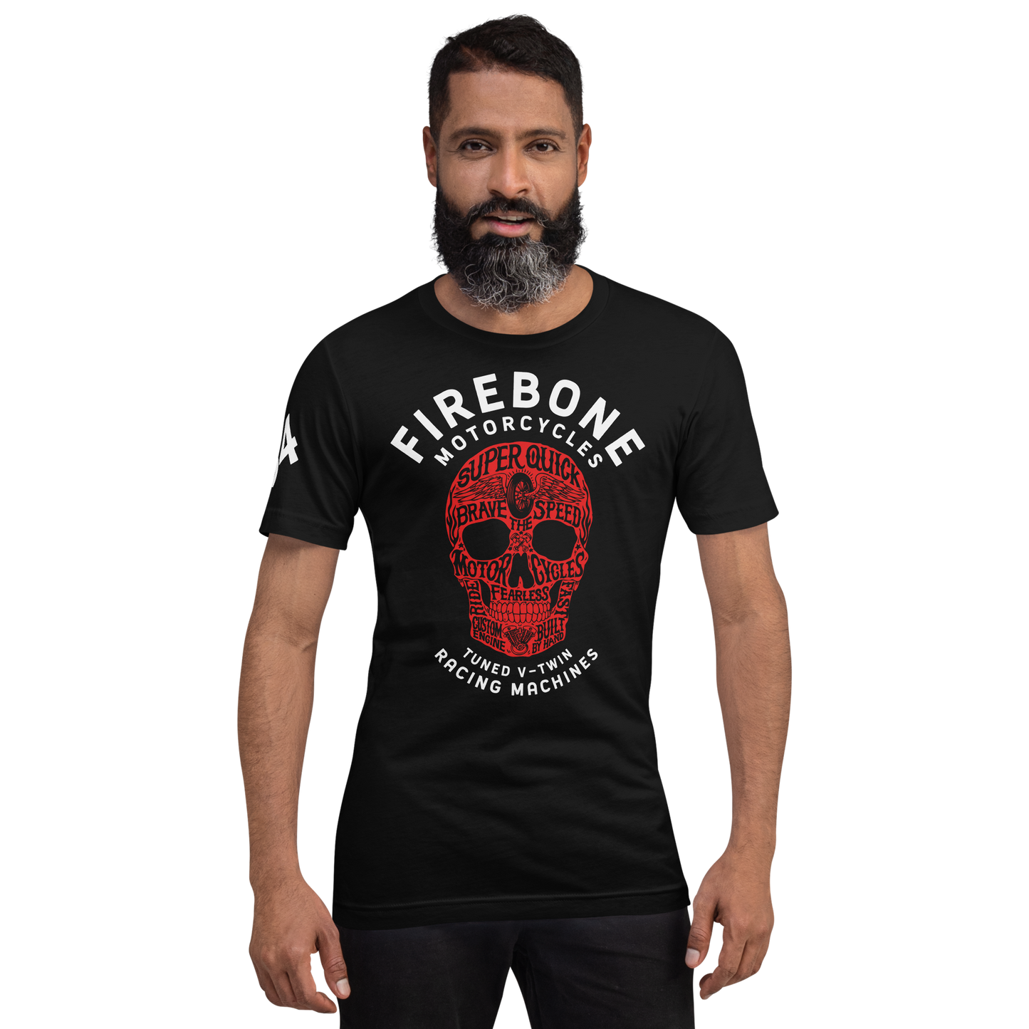 Super Quick Skull - Red on black t-shirt - Firebone