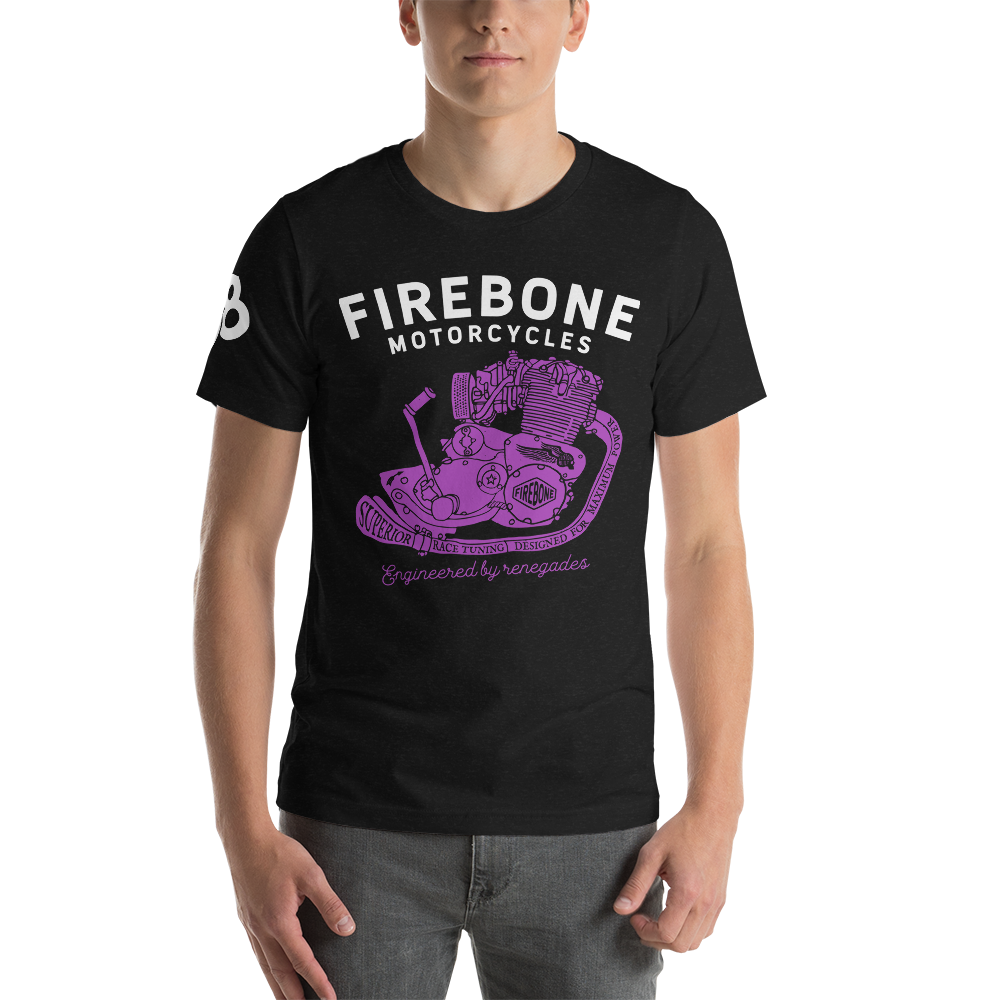 Superior Engine - Purple on black t-shirt - Firebone