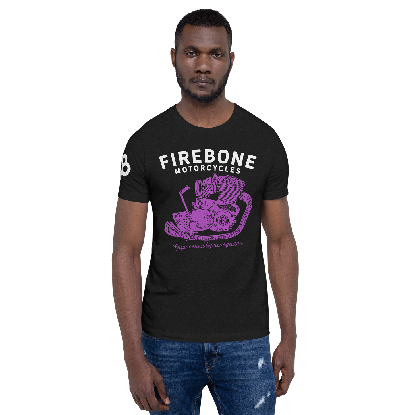 Superior Engine - Purple on black t-shirt - Firebone