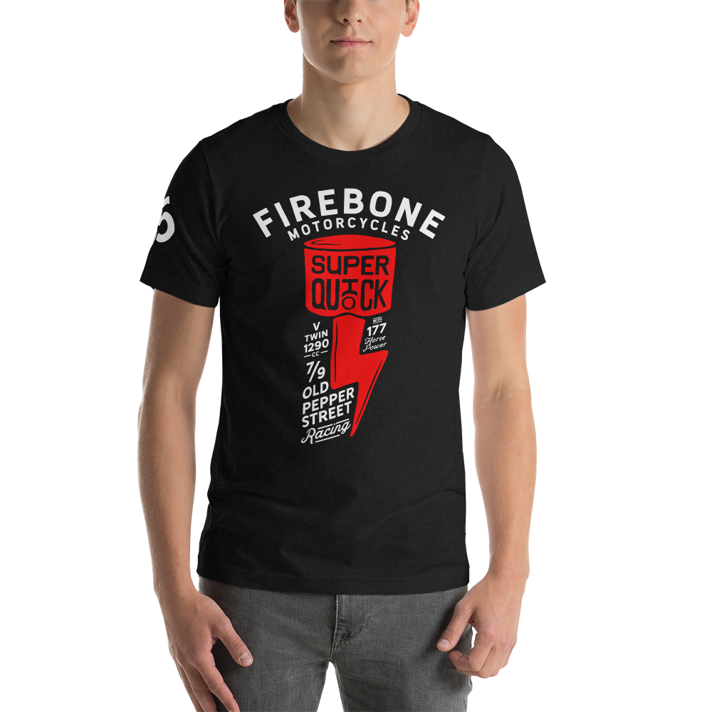 Super Quick Piston - Red on black t-shirt - Firebone
