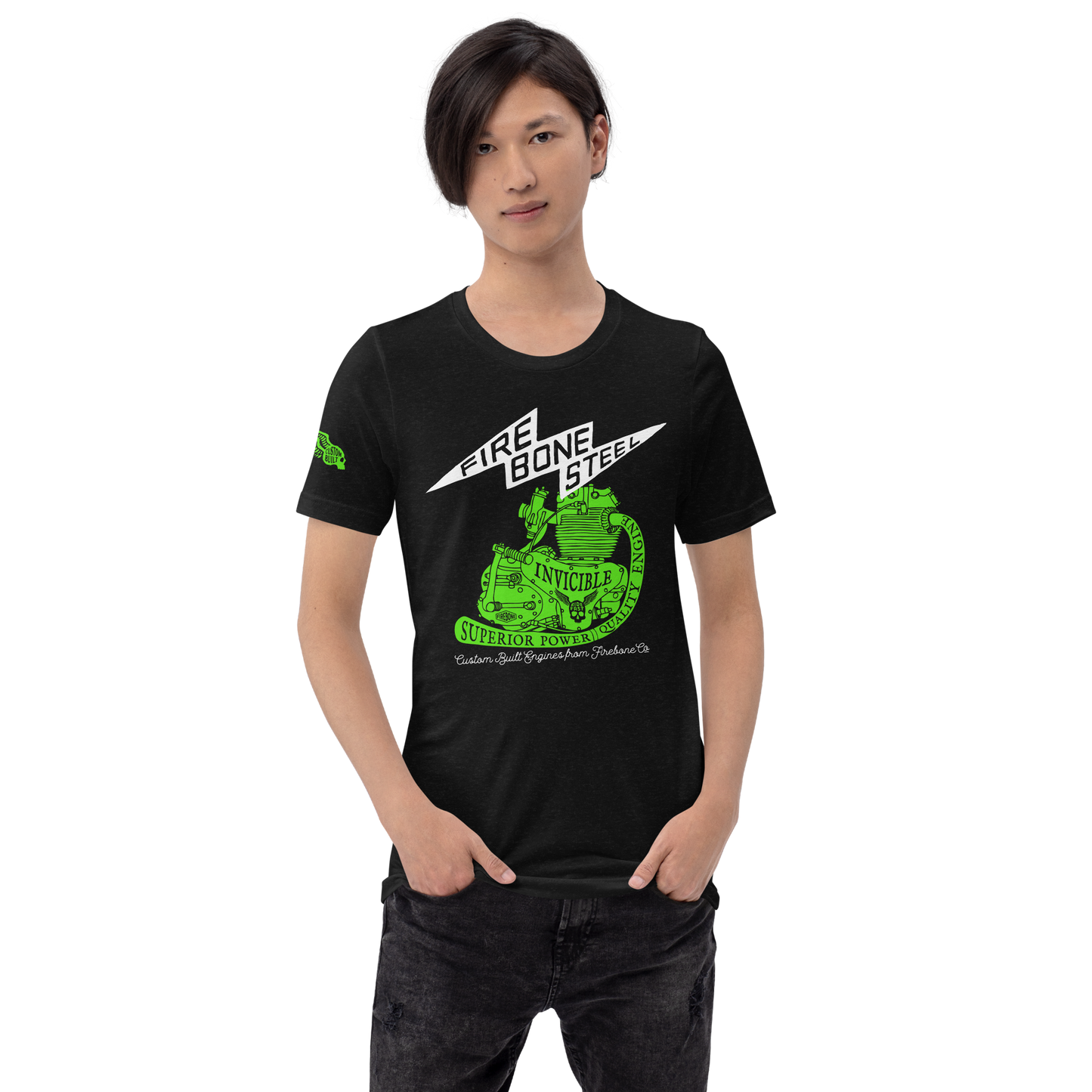 Firebone Steel - Green on dark t-shirts - Firebone